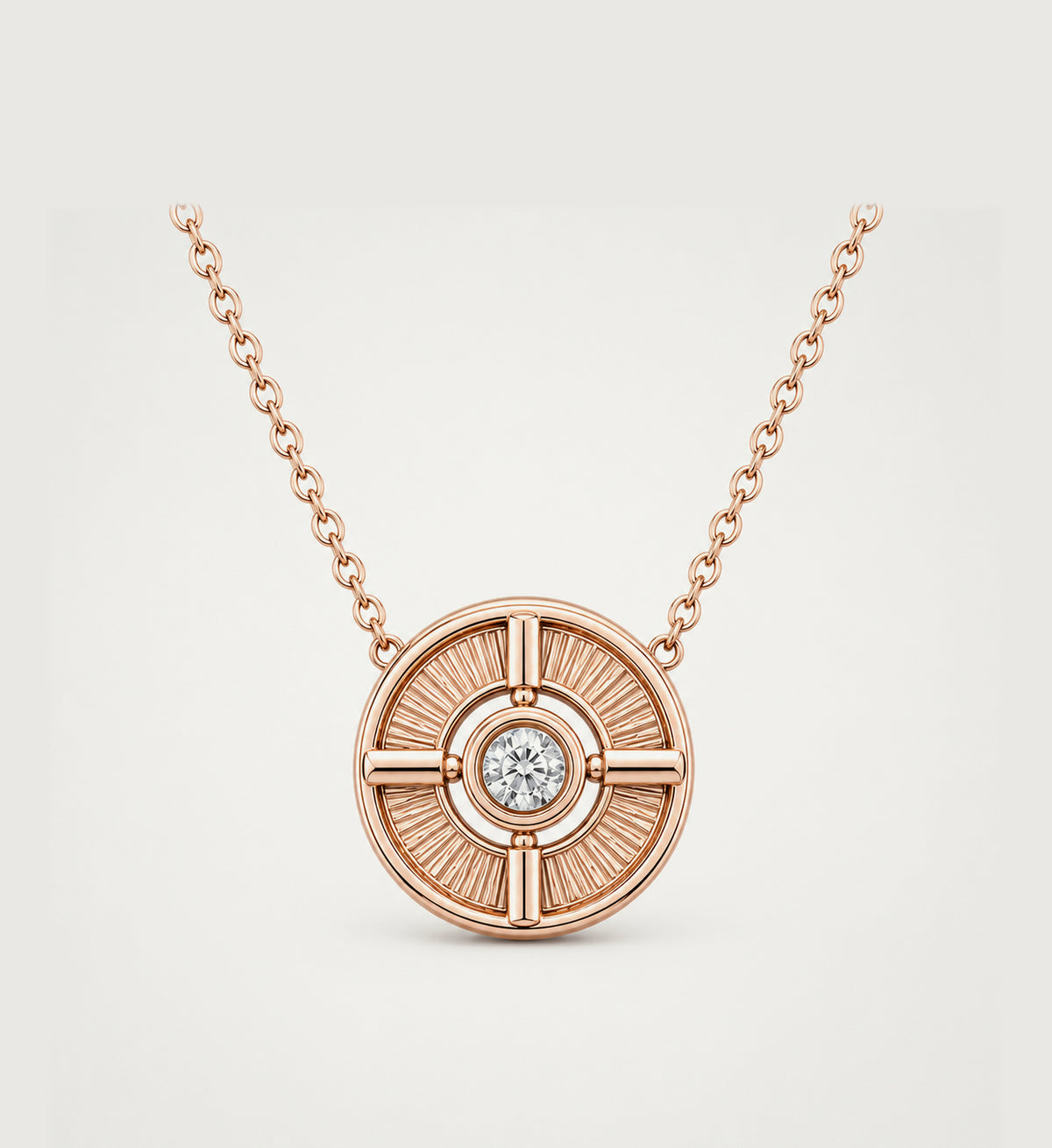Relic Meridian Disc Necklace (Rose Gold), main product view