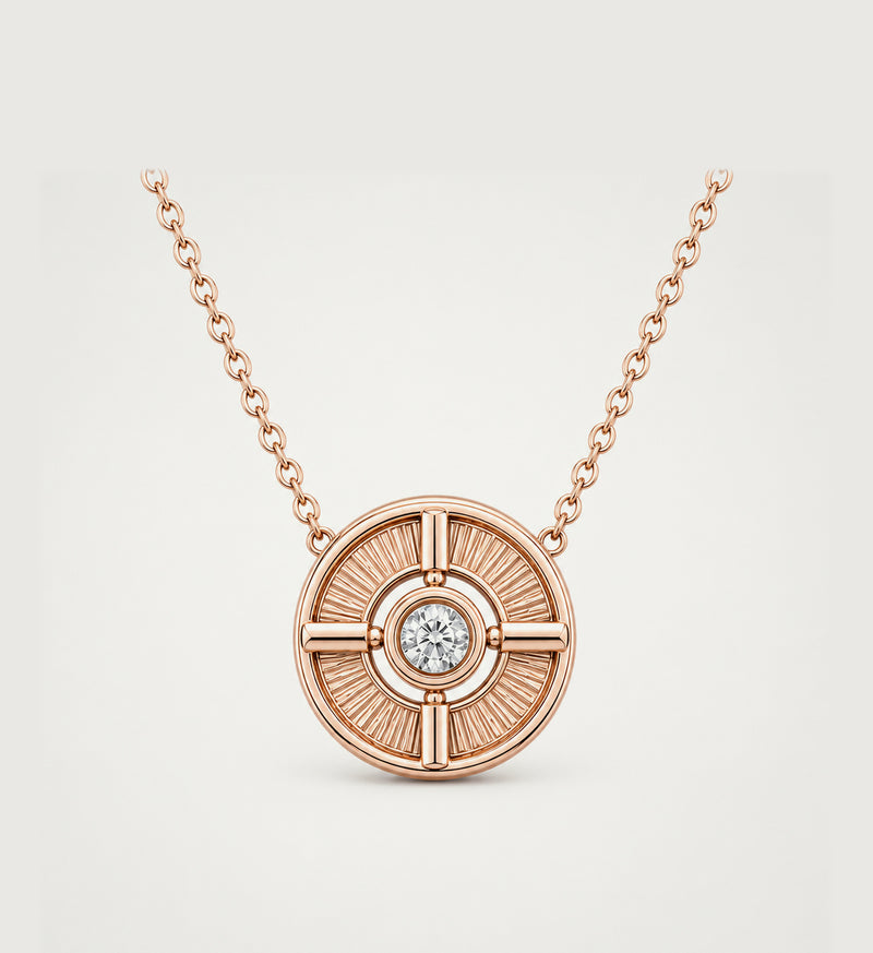 Relic Meridian Disc Necklace (Rose Gold)