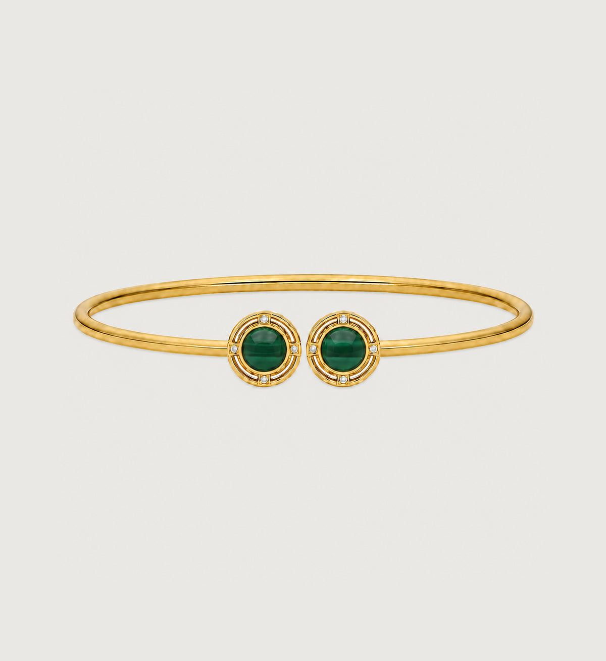 Relic Medallion Bangle (Green Stone Effect)