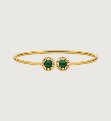 Relic Medallion Bangle (Green Stone Effect)
