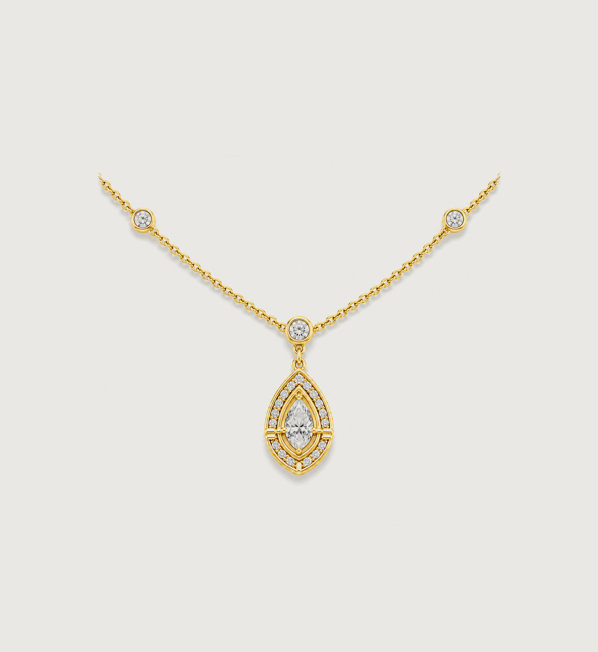 Relic Marquise Halo Necklace (Gold), main product view