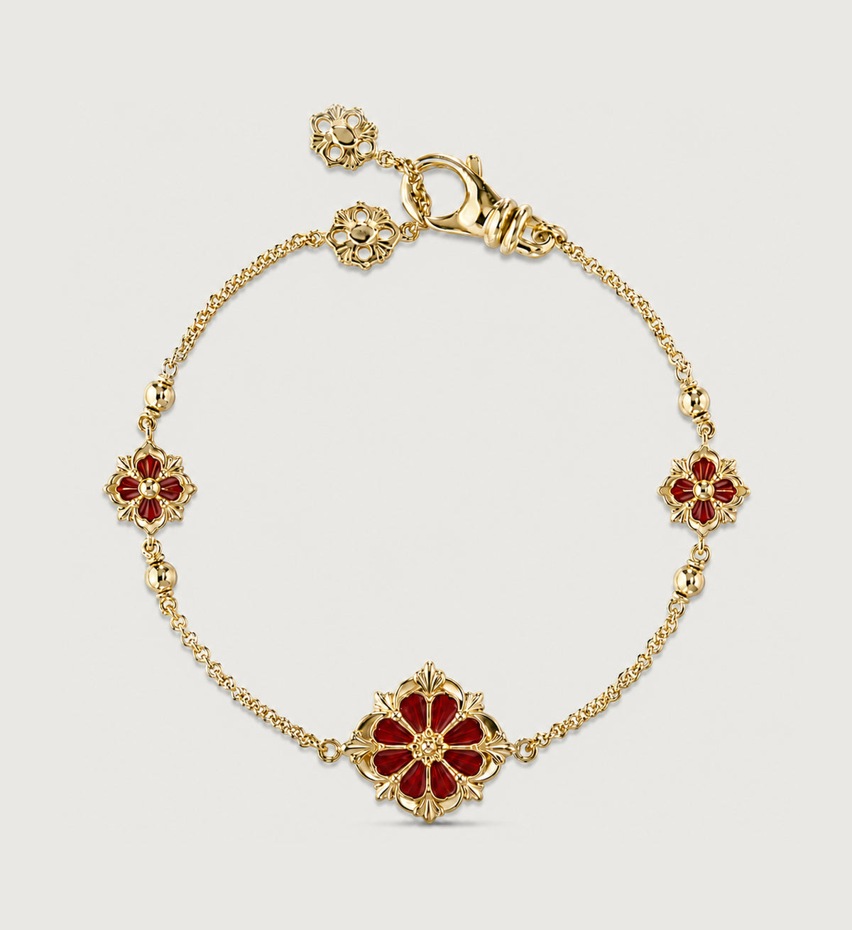 Relic Flora Bracelet (Ruby Red / Gold)