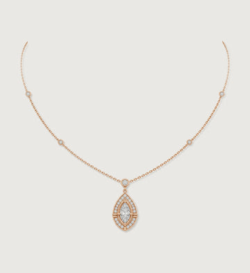 Relic Marquise Halo Necklace (Rose Gold), main product view