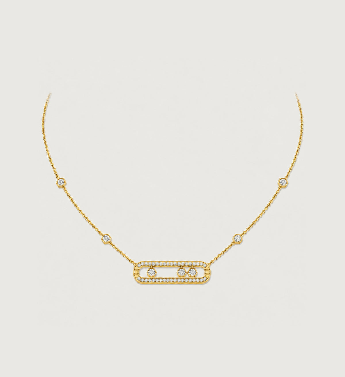 Relic Linear Halo Necklace (Gold), main product view