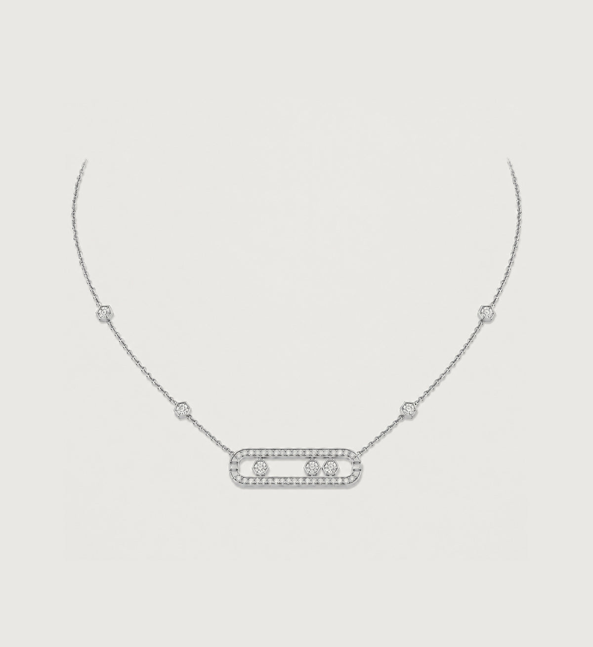 Relic Linear Halo Necklace (Silver), main product view