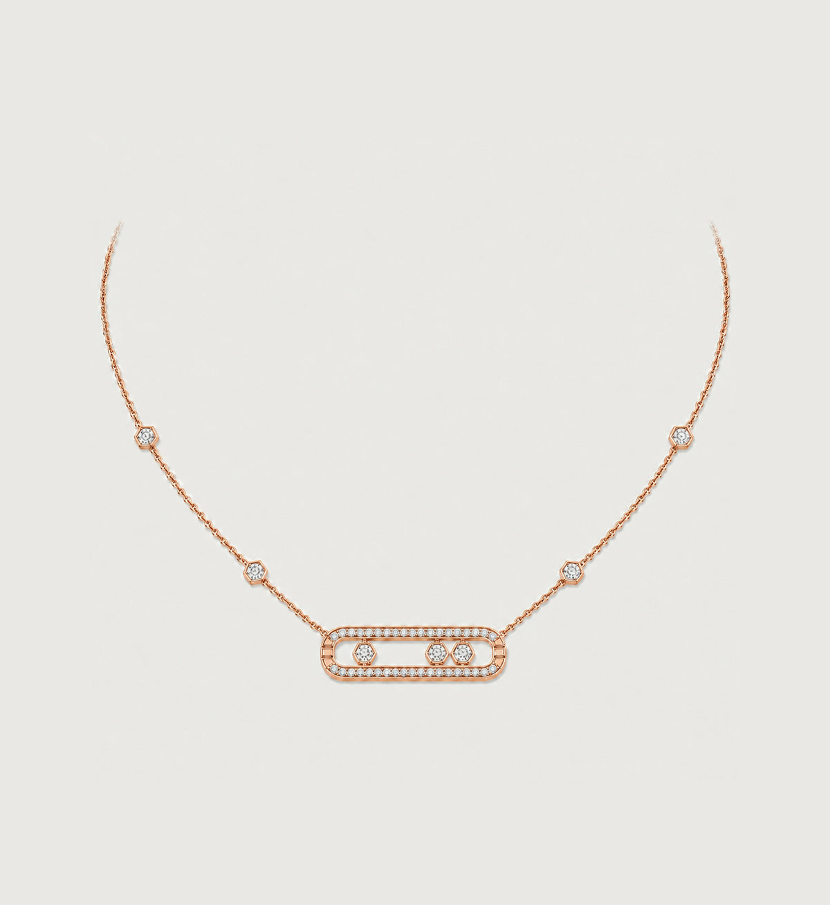 Relic Linear Halo Necklace (Rose Gold), main product view
