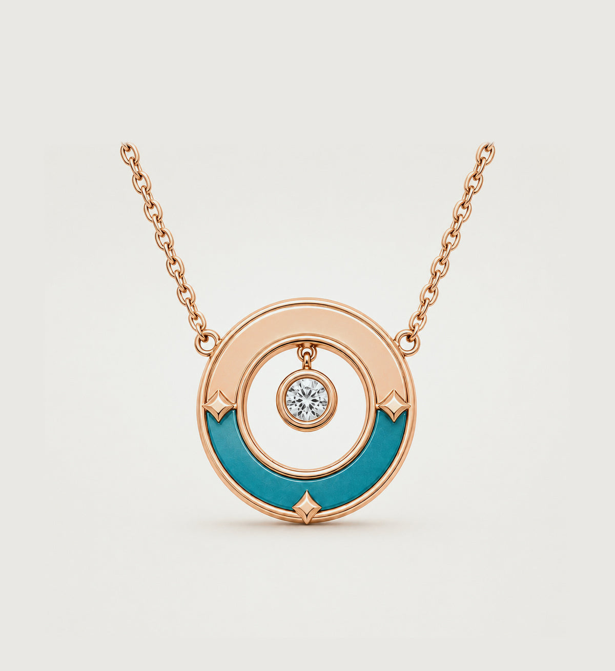 Relic Crescent Seal Necklace (Aqua Blue), main product view