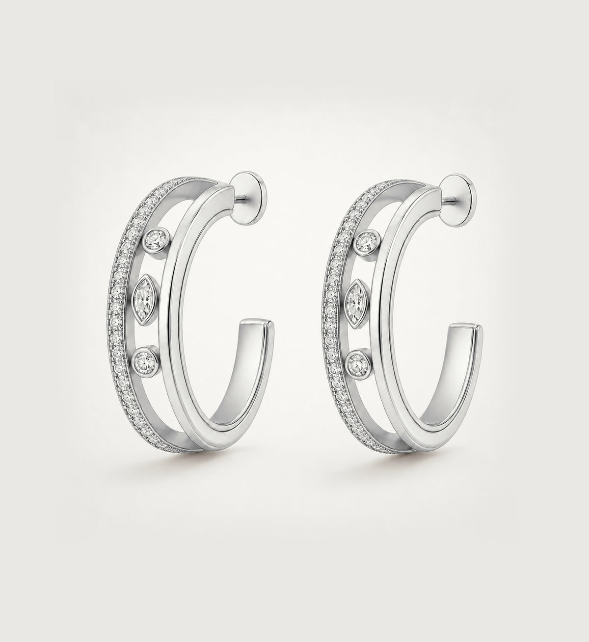 Relic Orbit Hoop Earrings (Silver), main product view