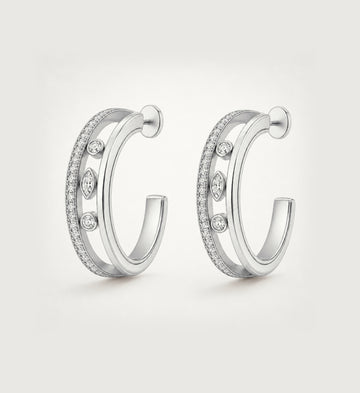 Relic Orbit Hoop Earrings (Silver), main product view