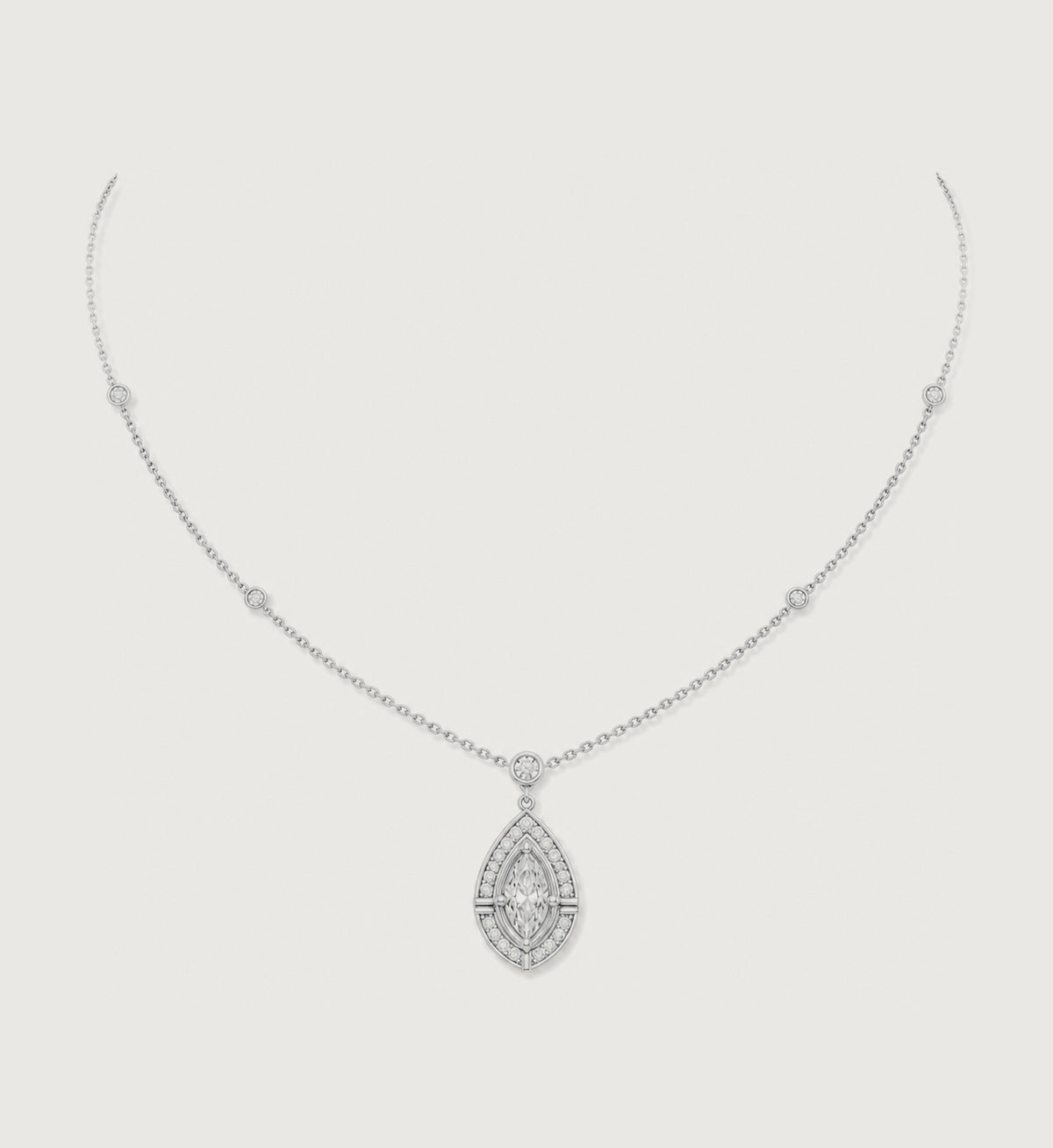 Relic Marquise Halo Necklace (Silver), alternate product view