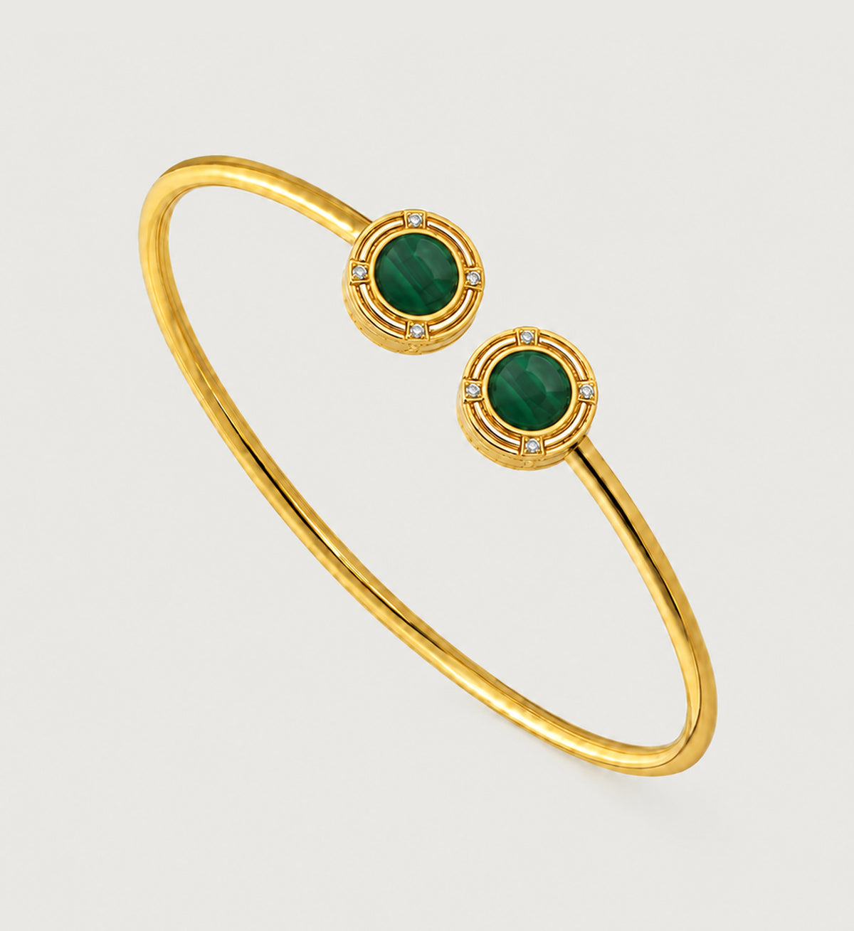 Relic Medallion Bangle (Green Stone Effect)