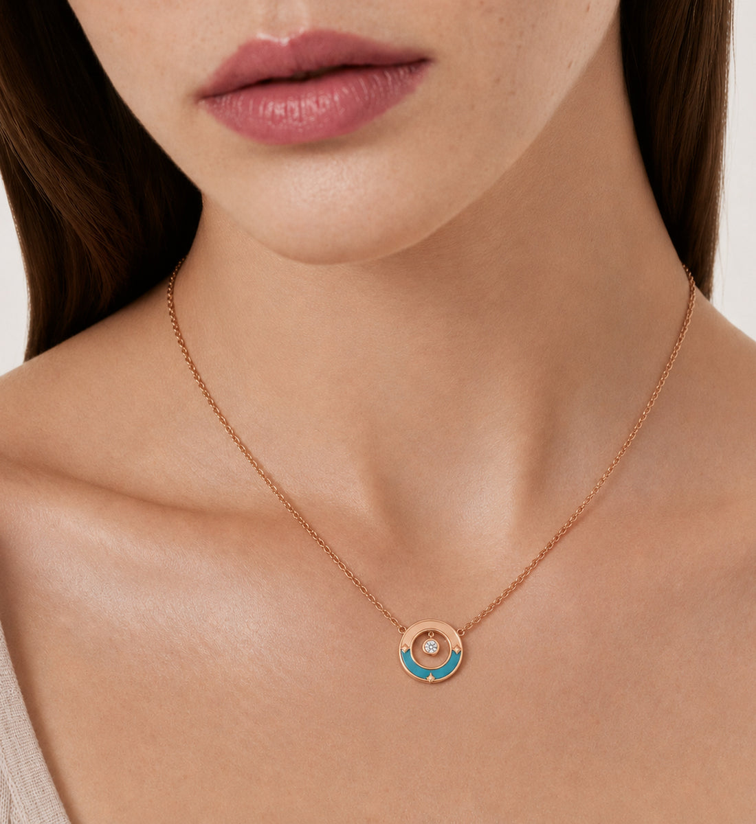Relic Crescent Seal Necklace (Aqua Blue), main product view