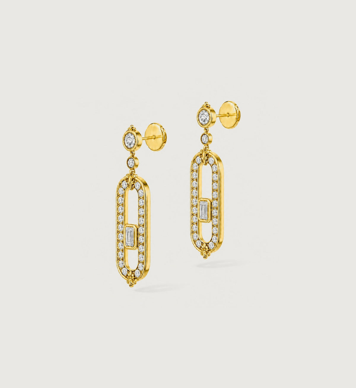 Relic Portal Drop Earrings (Gold), angled product view