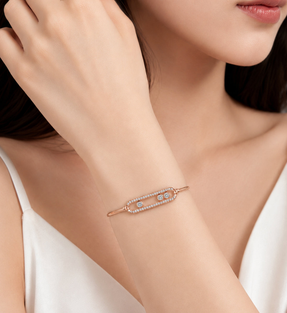 Relic Linear Halo Bangle (Rose Gold)