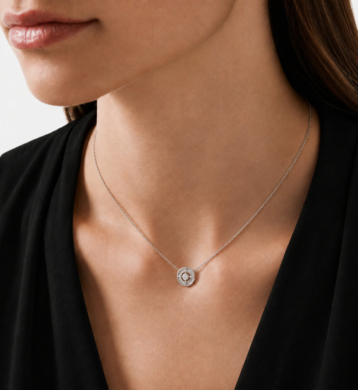 Relic Meridian Disc Necklace (Silver)