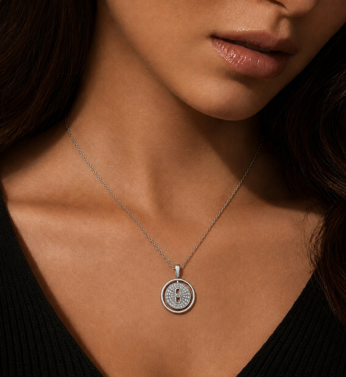 Relic Radiant Orbit Necklace (Silver), model styling view