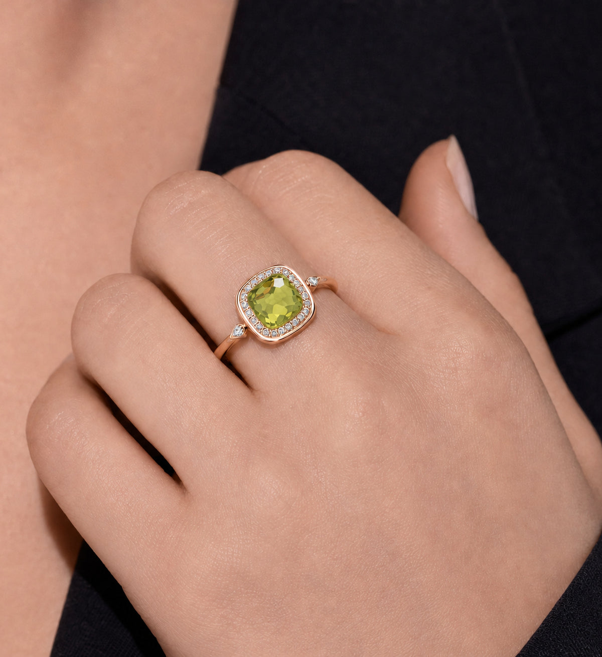 Relic Aura Ring (Olive Green), model styling view