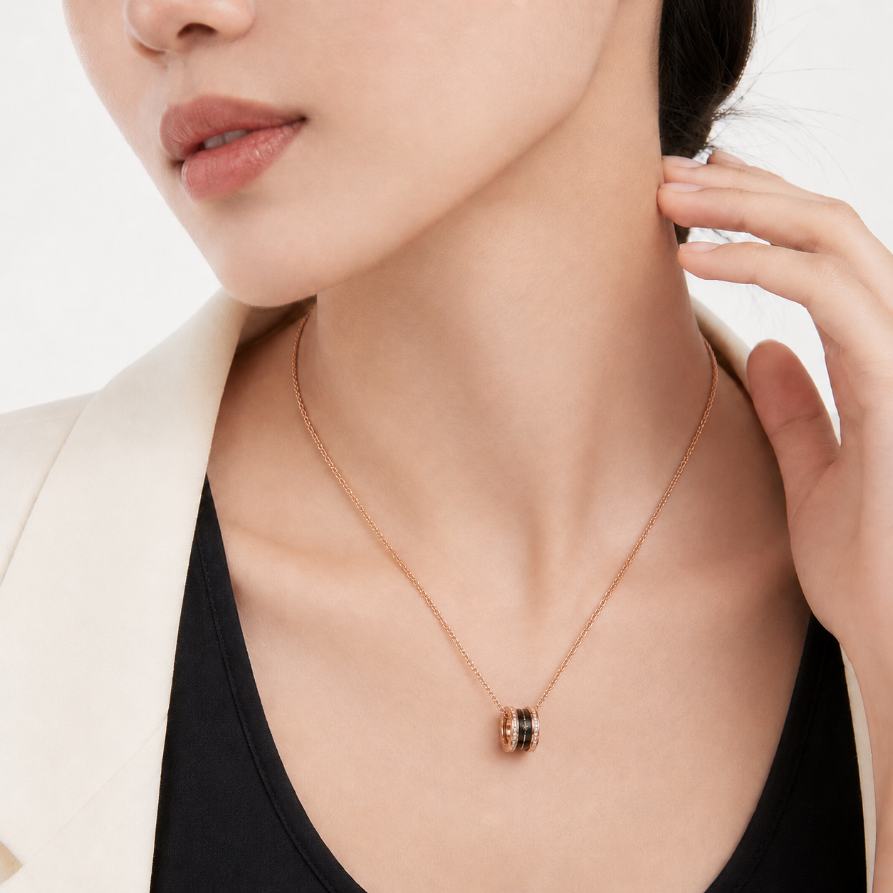 Relic Orbit Necklace (Black Enamel&Rose Gold)