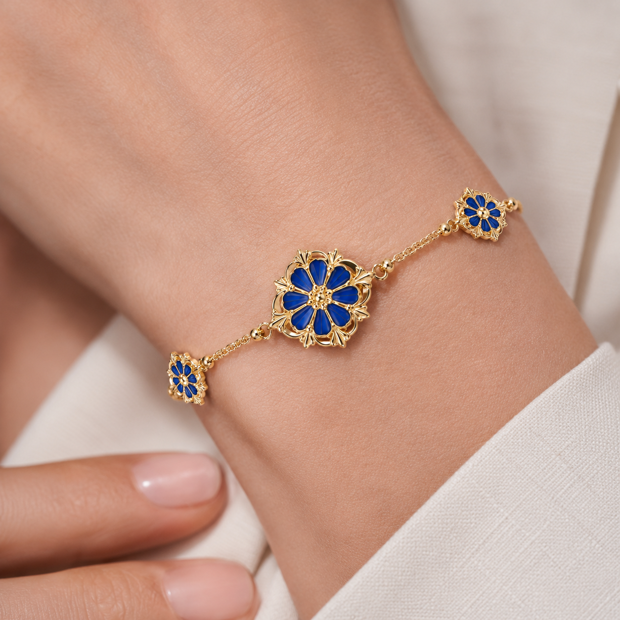 Relic Flora Bracelet (Sapphire Blue/ Gold)