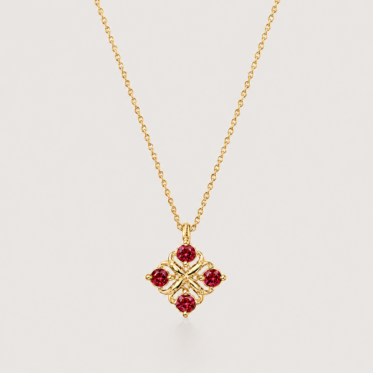 Relic Bloom Necklace (Ruby Red)