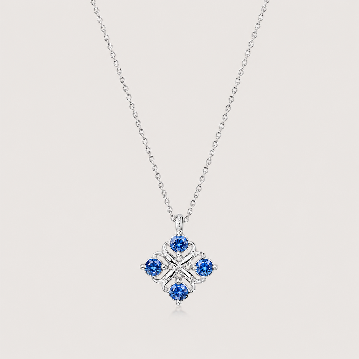 Relic Bloom Necklace (Sapphire Blue Stones)