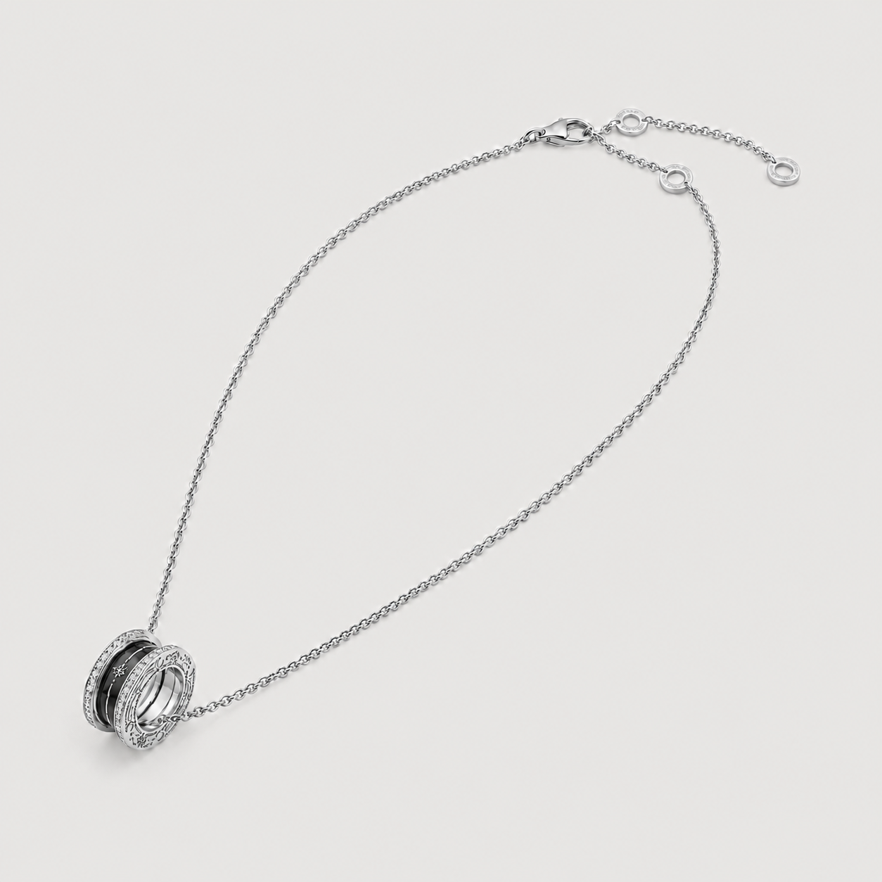 Relic Orbit Necklace (Black Enamel&Silver)