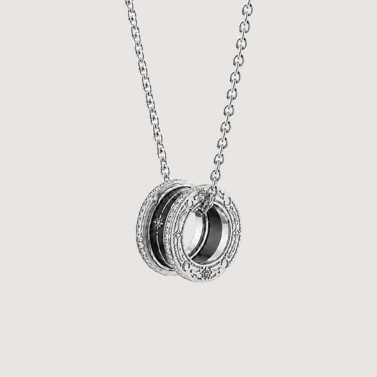 Relic Orbit Necklace (Black Enamel&Silver)