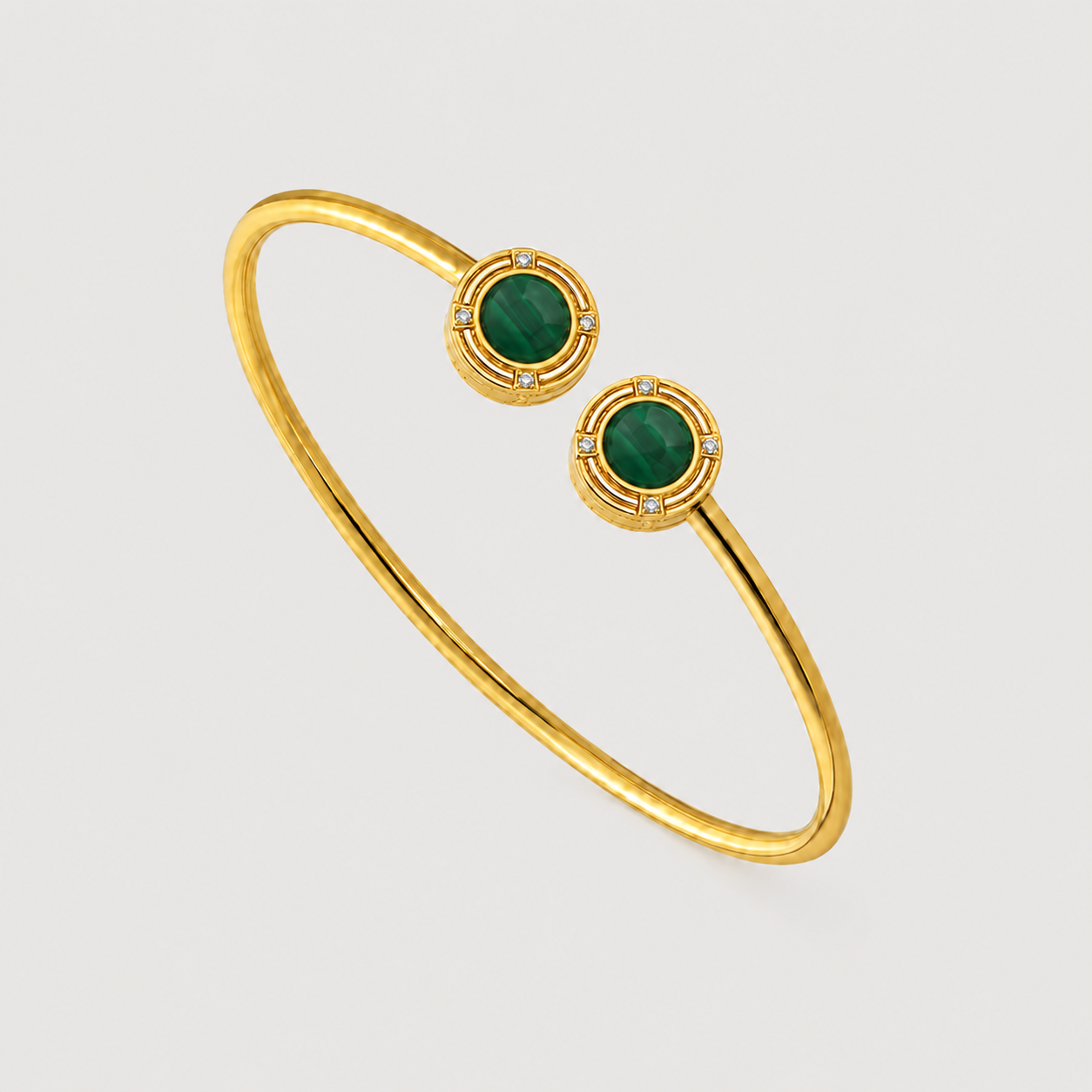Relic Medallion Bangle (Green Stone)