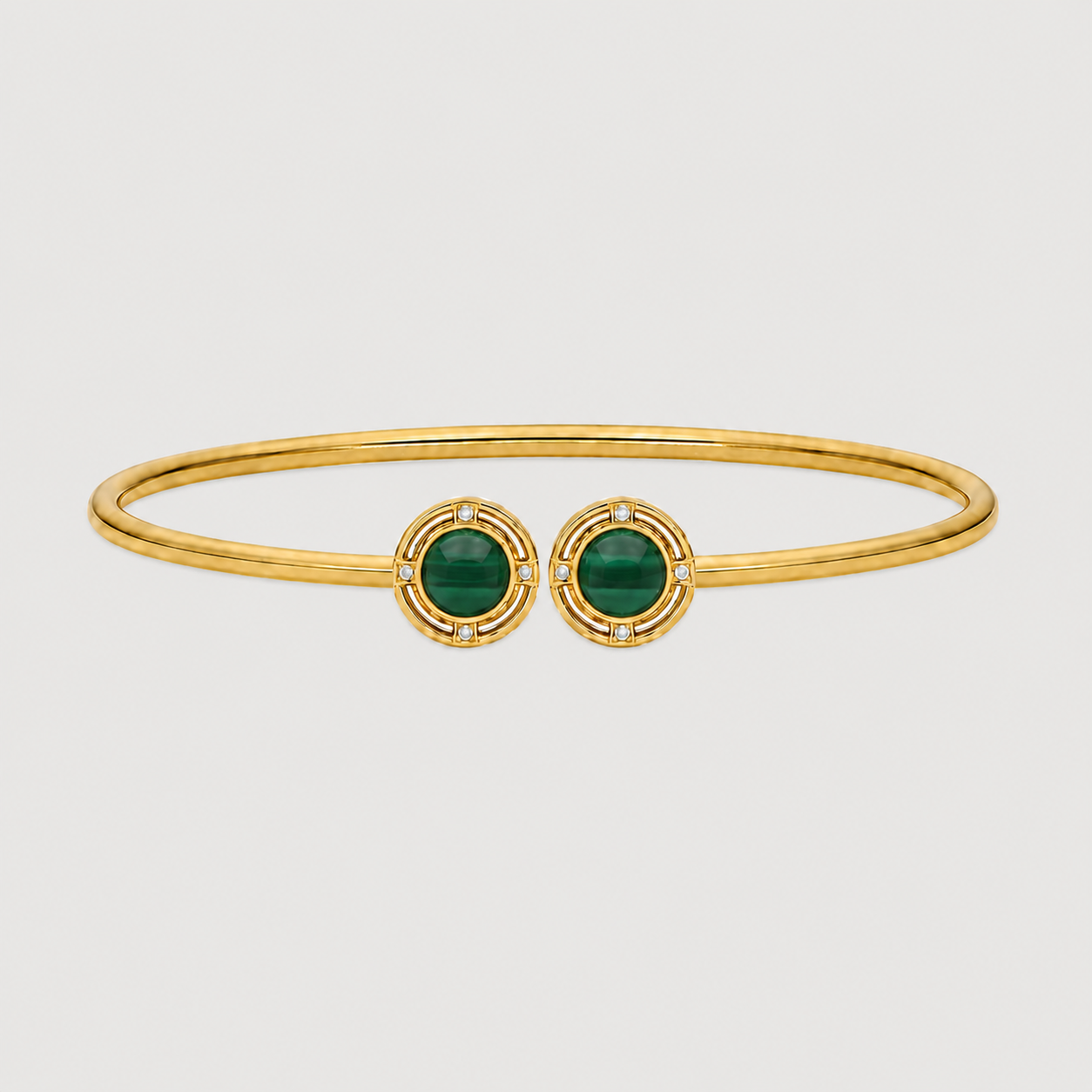 Relic Medallion Bangle (Green Stone)