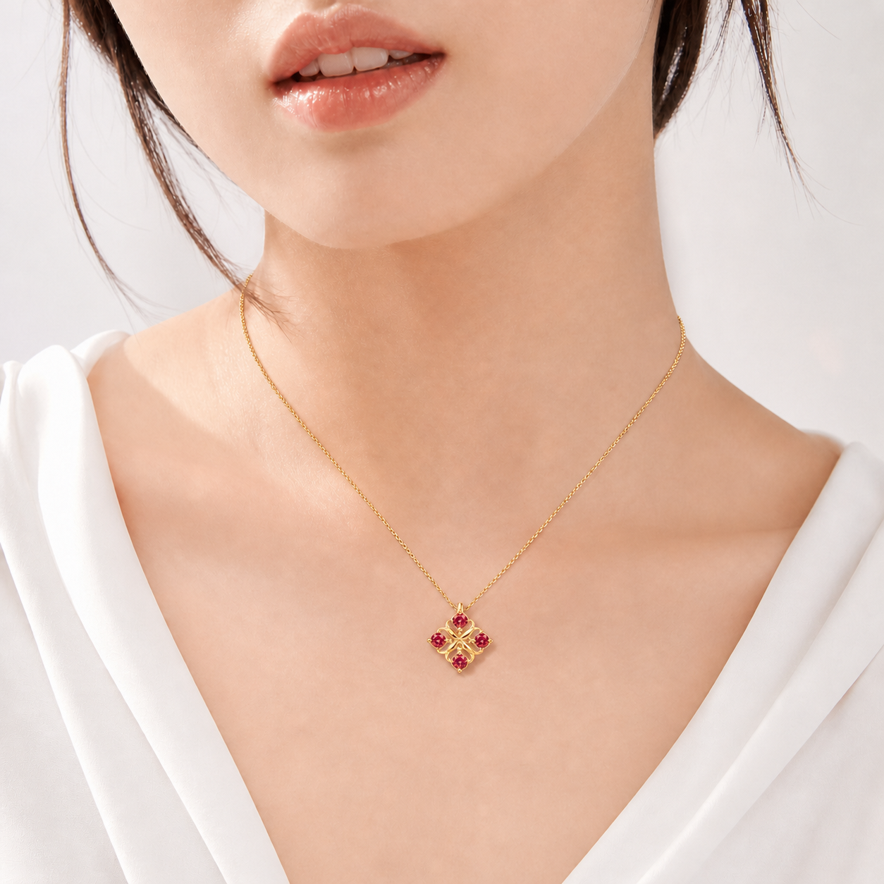 Relic Bloom Necklace (Ruby Red)