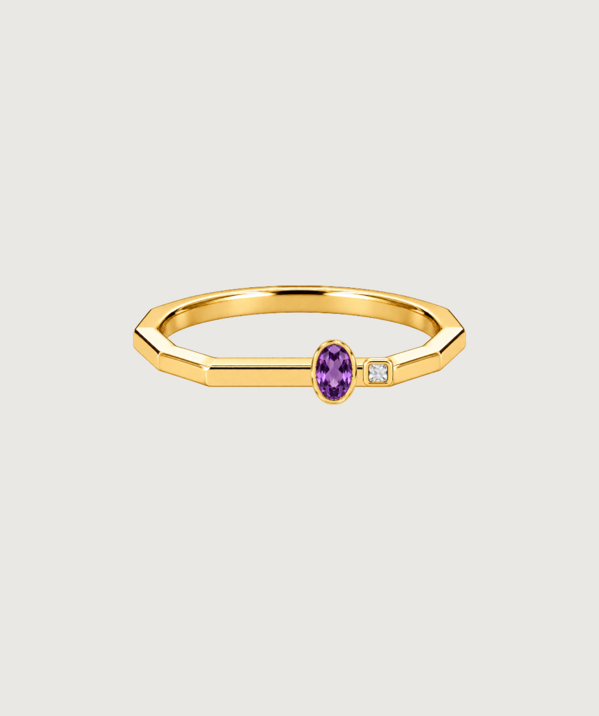 AMBECA gold-tone angular stacking ring, style 02, front product view