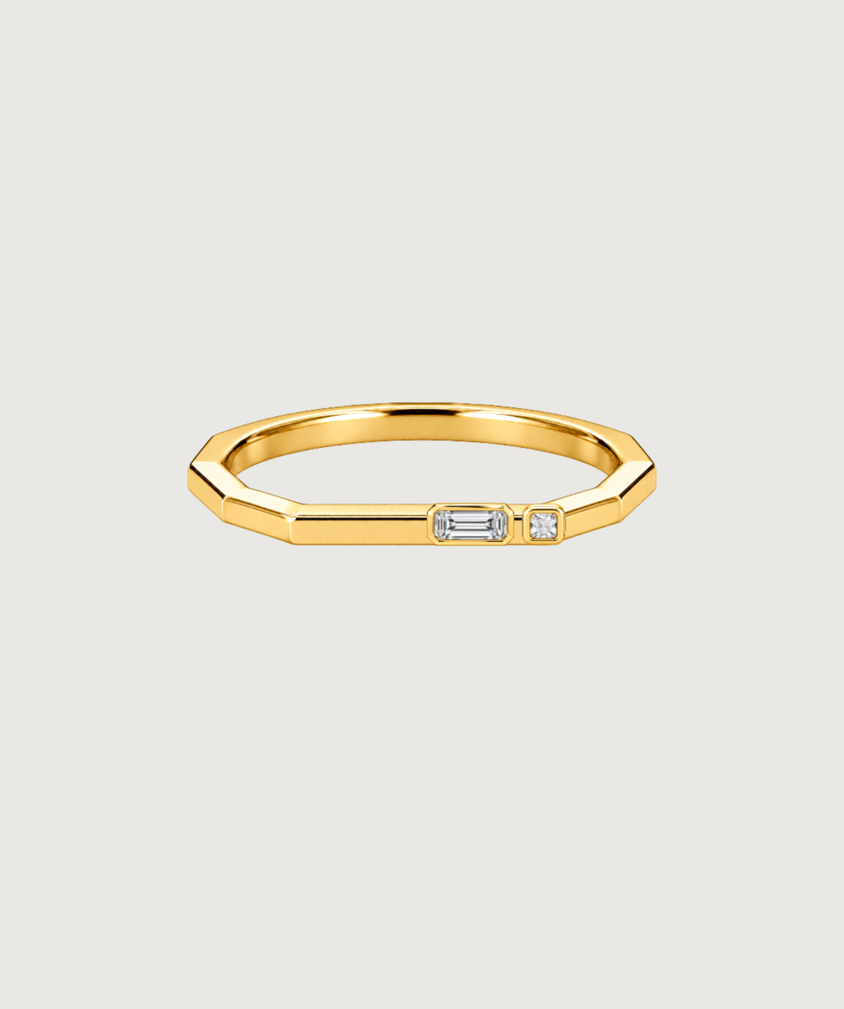 AMBECA gold-tone angular stacking ring, style 04, front product view