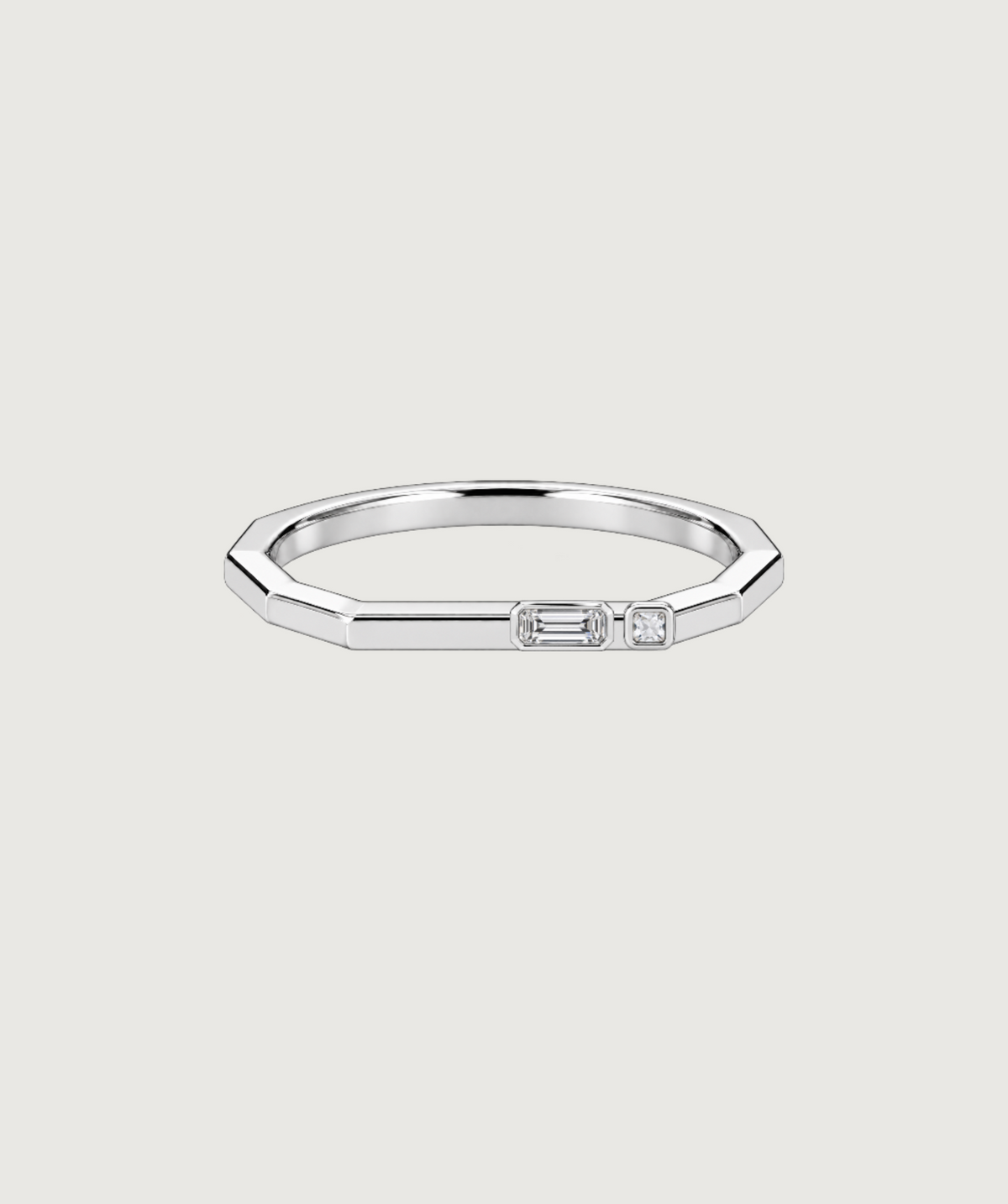 AMBECA silver-tone angular stacking ring, style 04, front product view