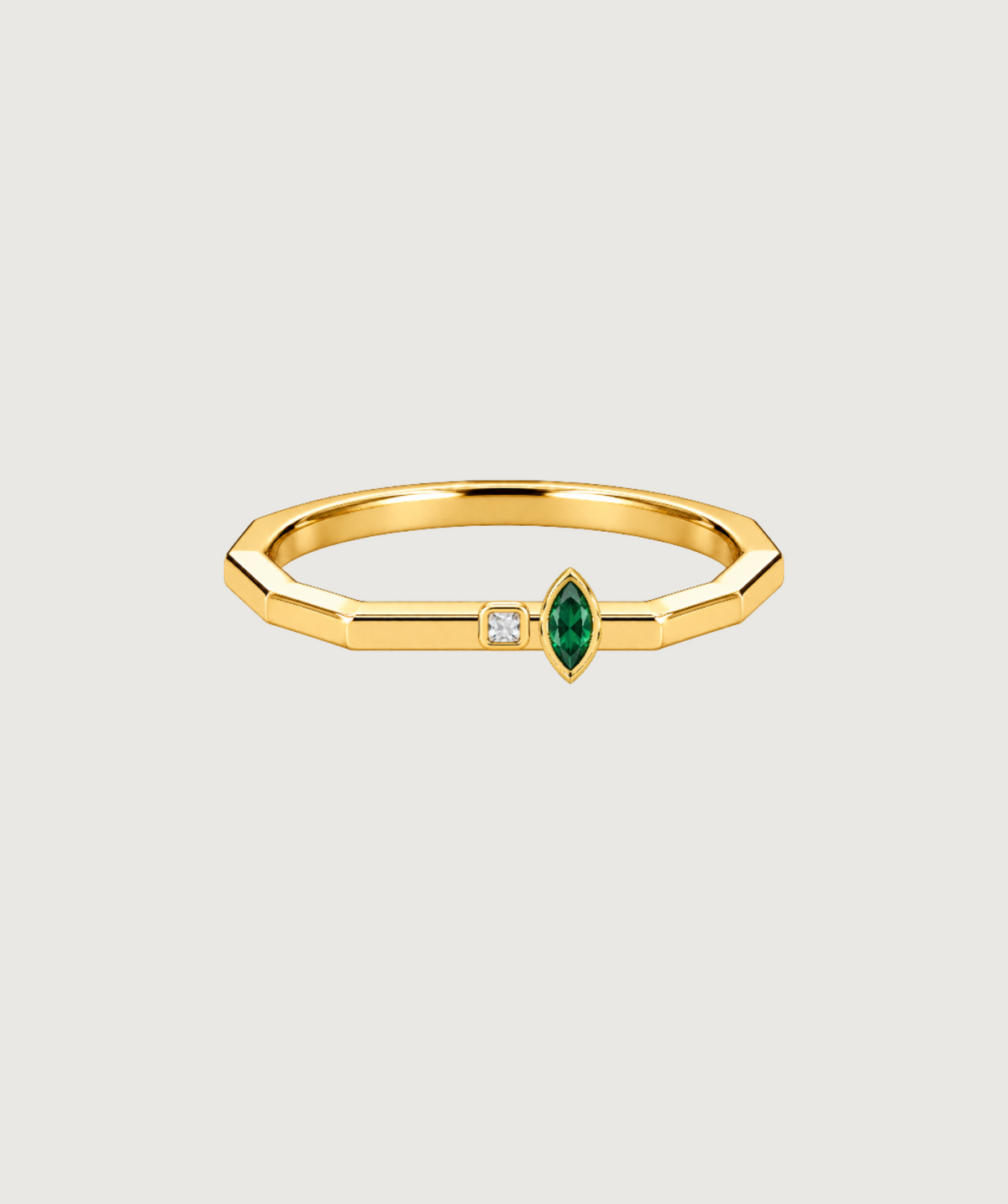 AMBECA gold-tone angular stacking ring, style 05, front product view