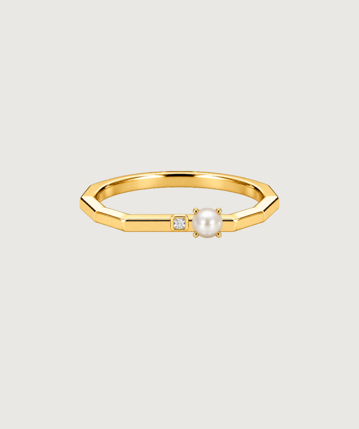 AMBECA gold-tone angular stacking ring, style 06, front product view