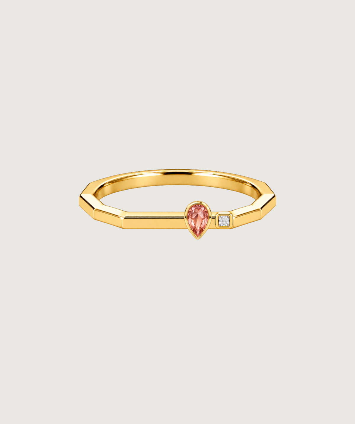 AMBECA gold-tone angular stacking ring, style 07, front product view