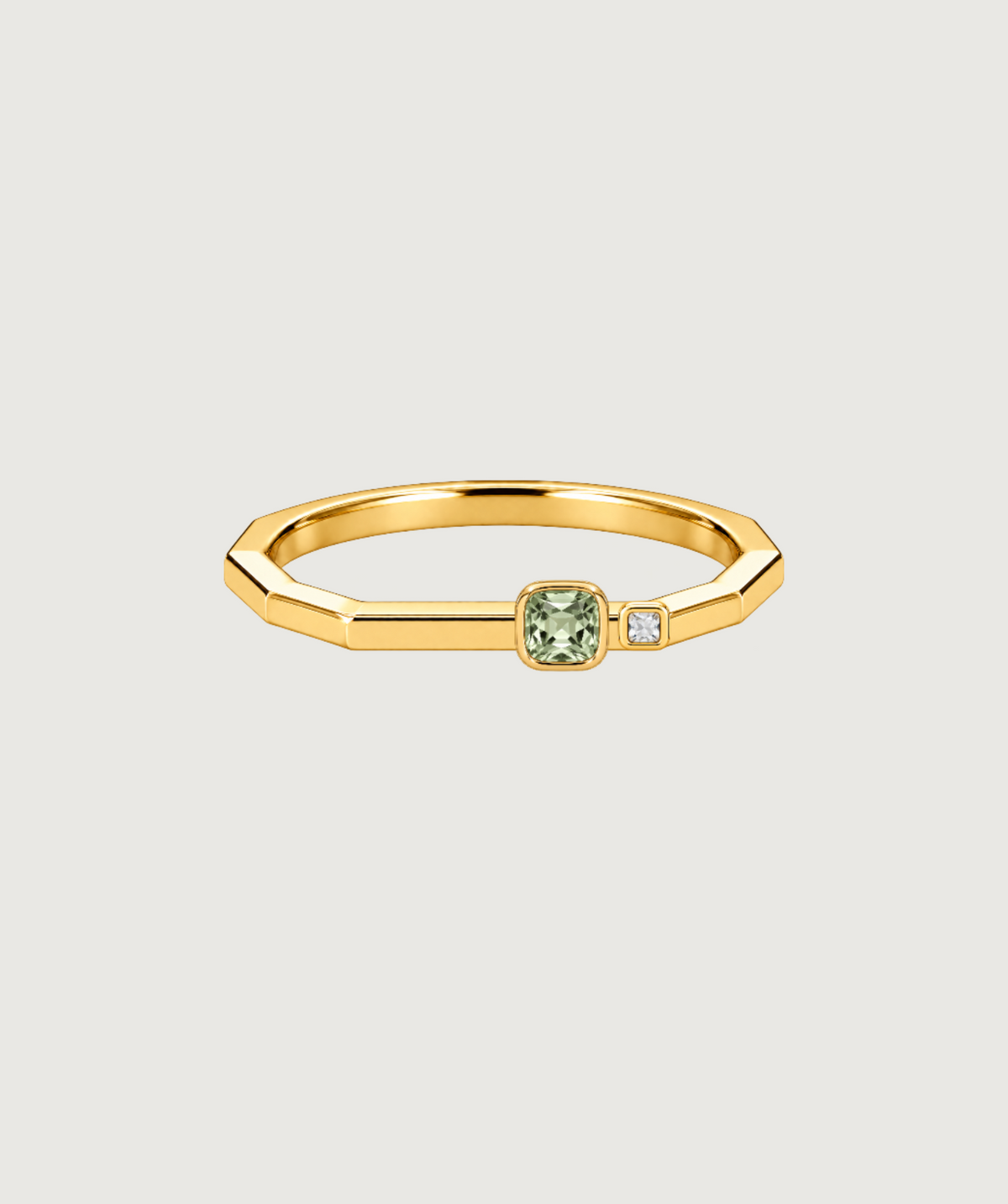 AMBECA gold-tone angular stacking ring, style 08, front product view