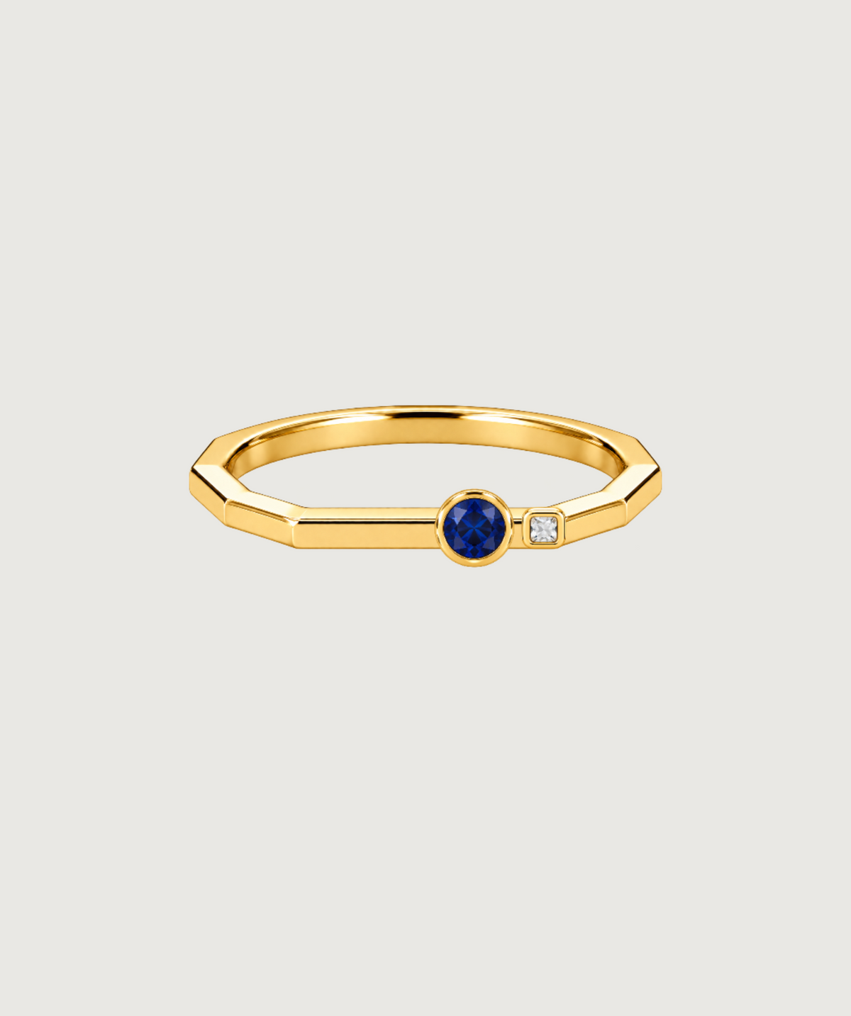 AMBECA gold-tone angular stacking ring, style 09, front product view