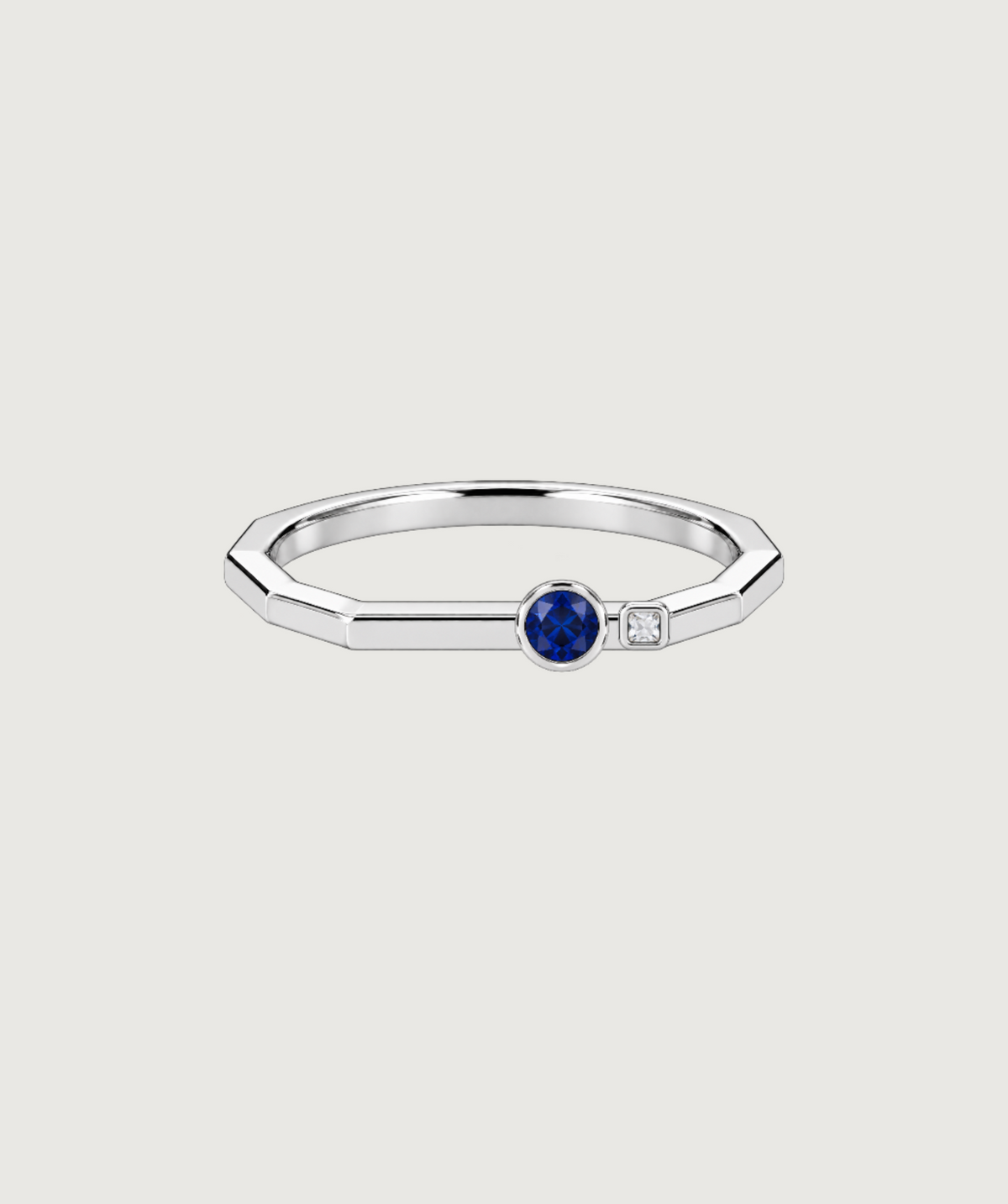 AMBECA silver-tone angular stacking ring, style 09, front product view