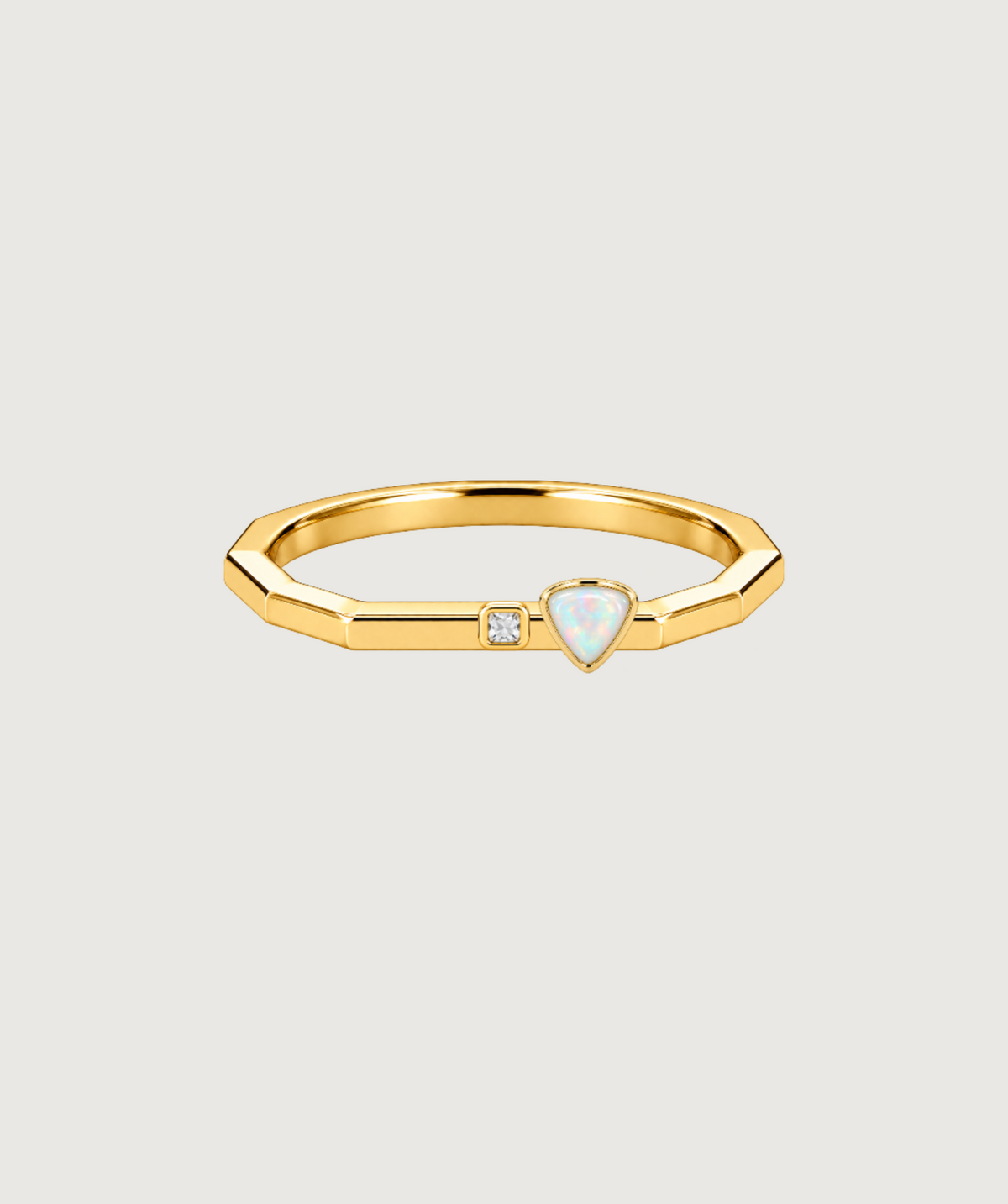 AMBECA gold-tone angular stacking ring, style 10, front product view