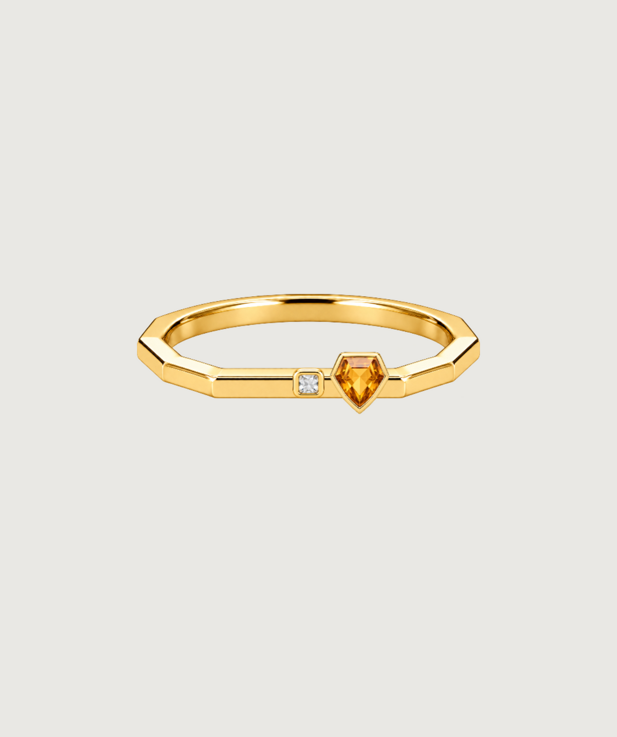 AMBECA gold-tone angular stacking ring, style 11, front product view