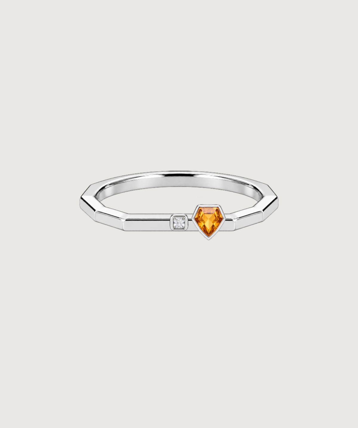 AMBECA silver-tone angular stacking ring, style 11, front product view
