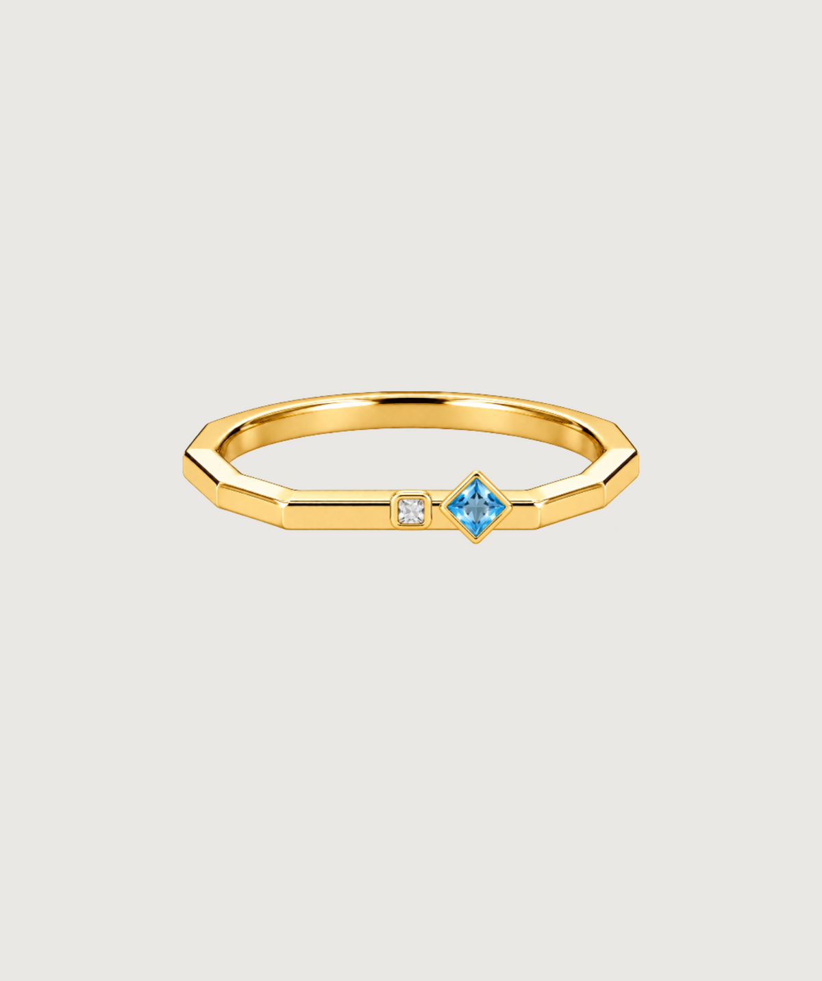 AMBECA gold-tone angular stacking ring, style 12, front product view