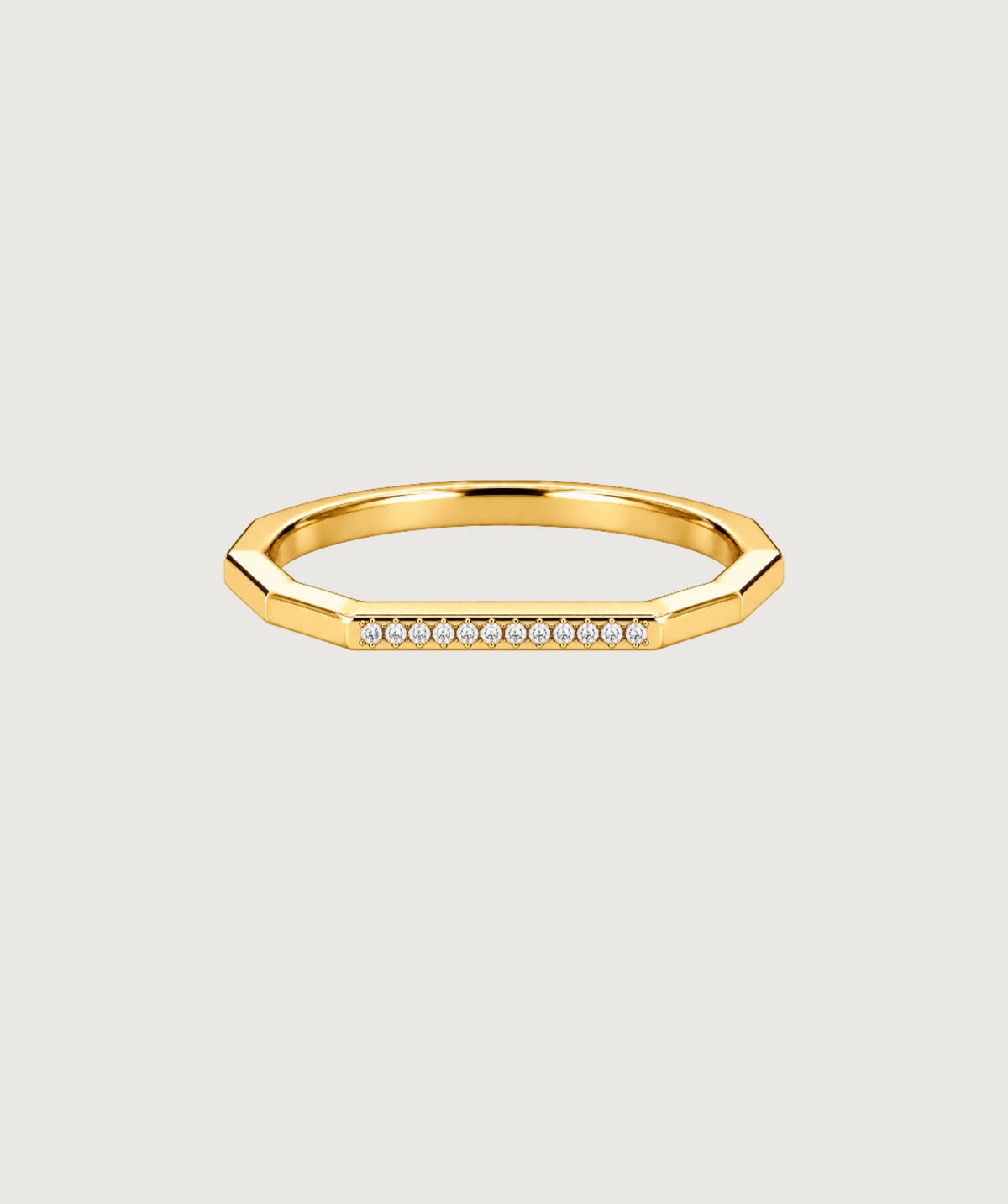 AMBECA gold-tone angular stacking ring, style 13, front product view