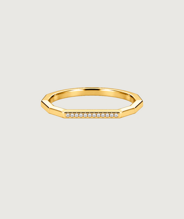 AMBECA gold-tone angular stacking ring, style 13, front product view