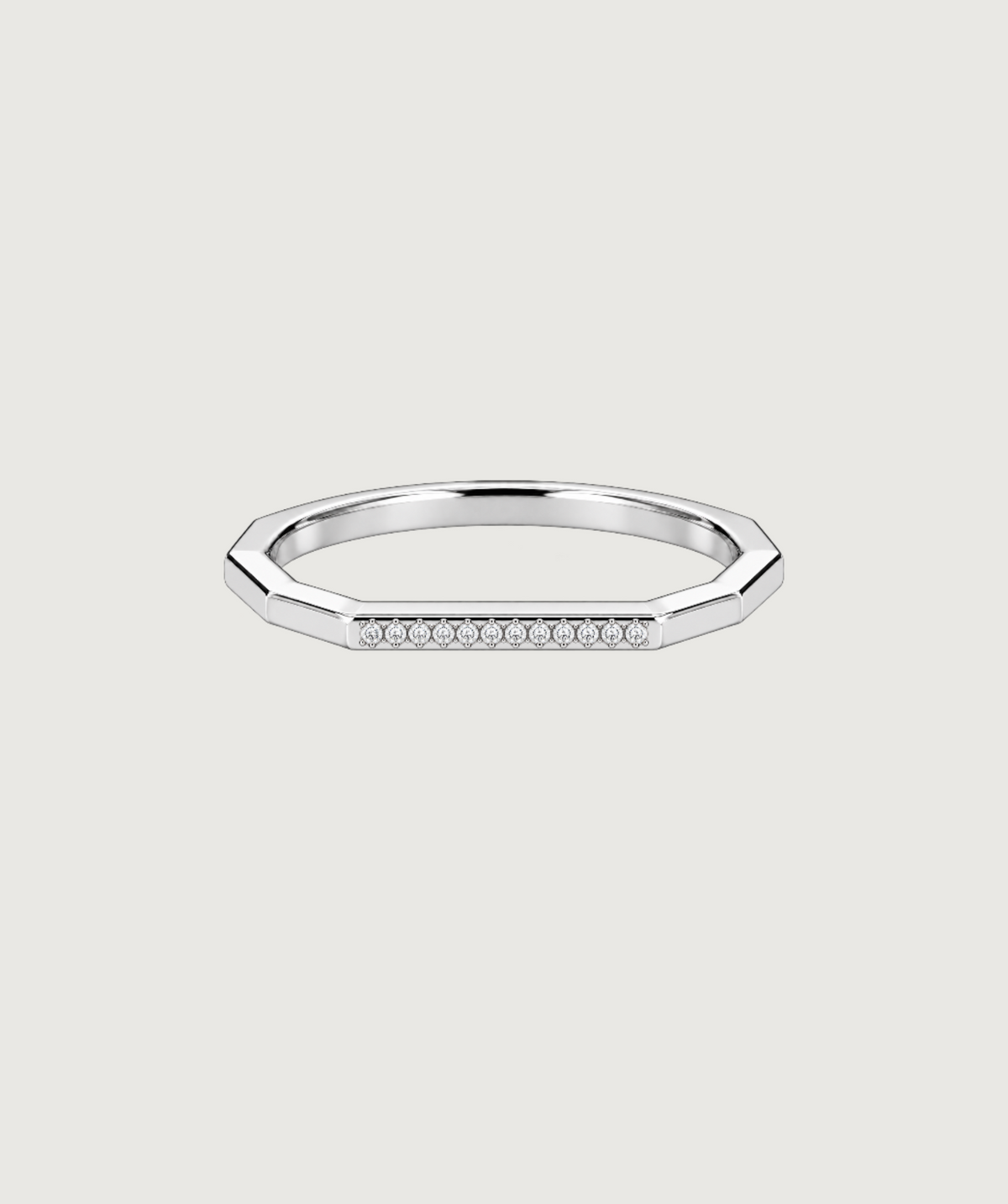 AMBECA silver-tone angular stacking ring, style 13, front product view