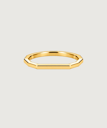 AMBECA gold-tone angular stacking ring, style 14, front product view