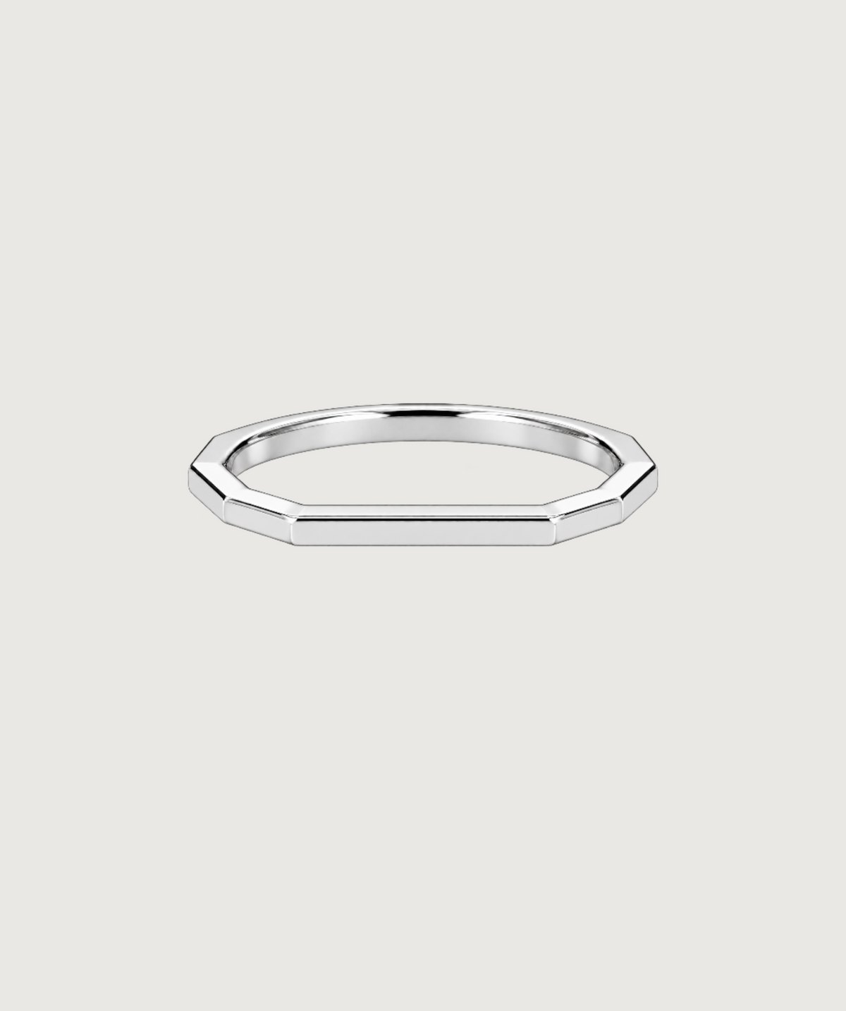 AMBECA silver-tone angular stacking ring, style 14, front product view