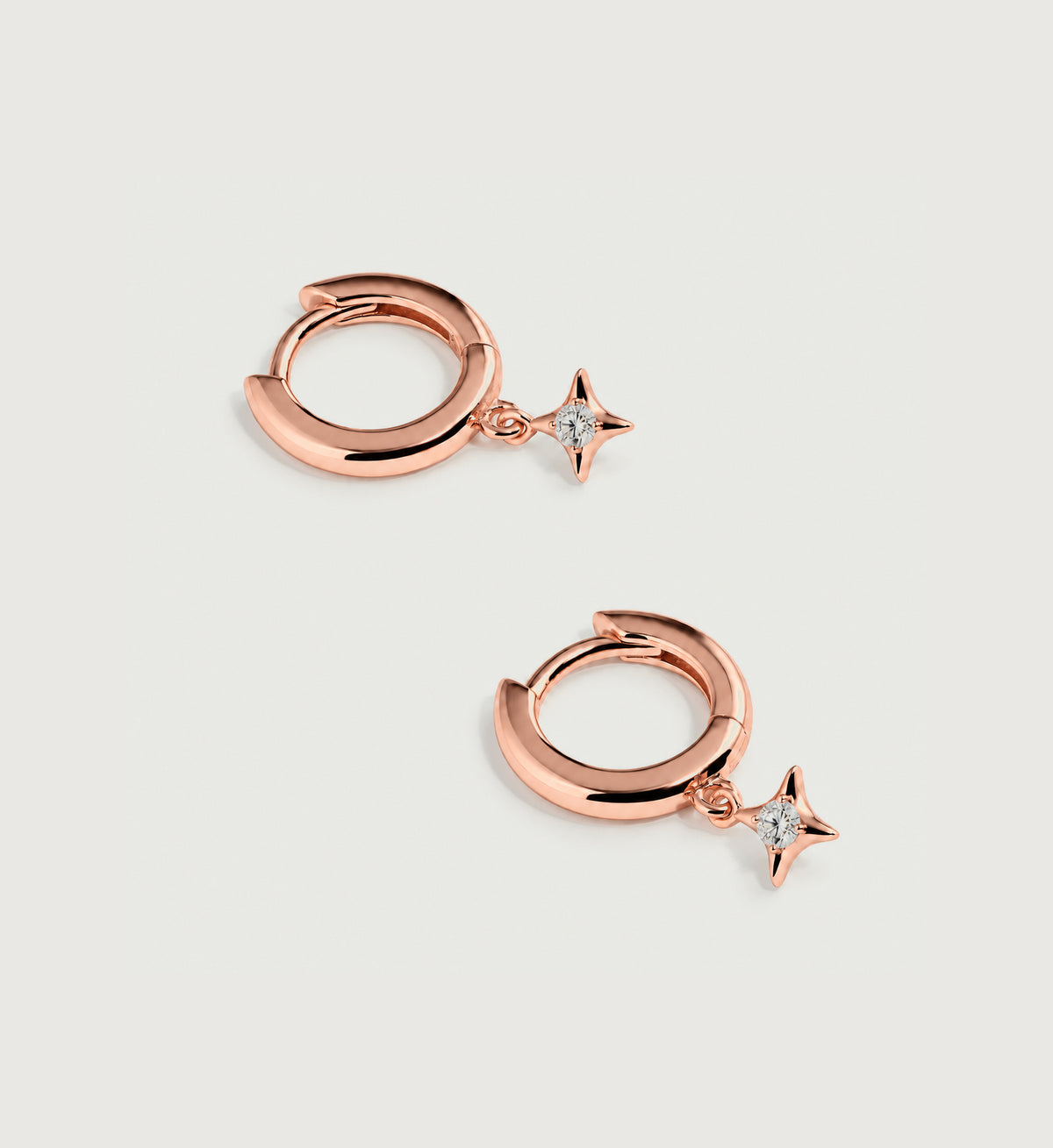 Aster Star Charm Huggie Earrings (Rose Gold), main product view