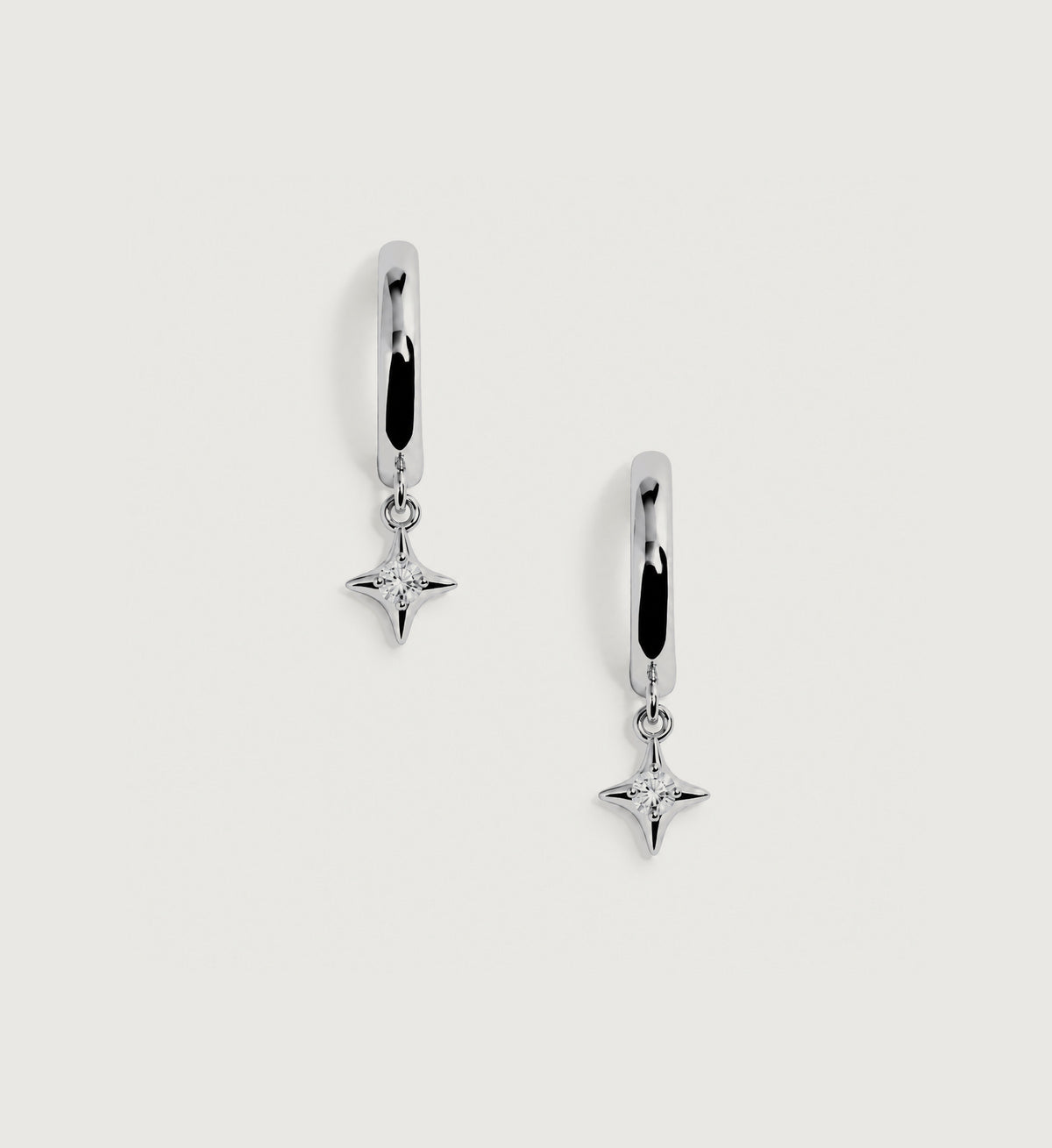Aster Star Charm Huggie Earrings (Silver), main product view